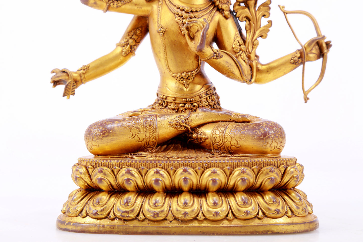 A majestic gilt bronze statue of Manjusri Bodhisattva