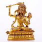 A solemn gilt bronze statue of Manjushri Bodhisattva inlaid with hundreds of treasures