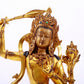 A solemn gilt bronze statue of Manjushri Bodhisattva inlaid with hundreds of treasures