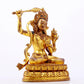 A solemn gilt bronze statue of Manjushri Bodhisattva inlaid with hundreds of treasures