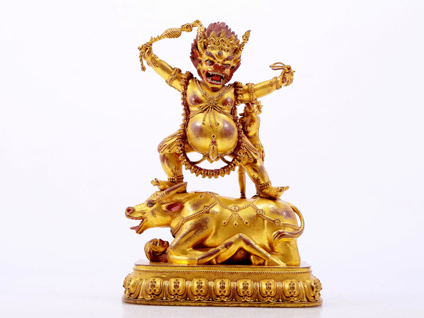 A solemn gilt bronze Vajra statue