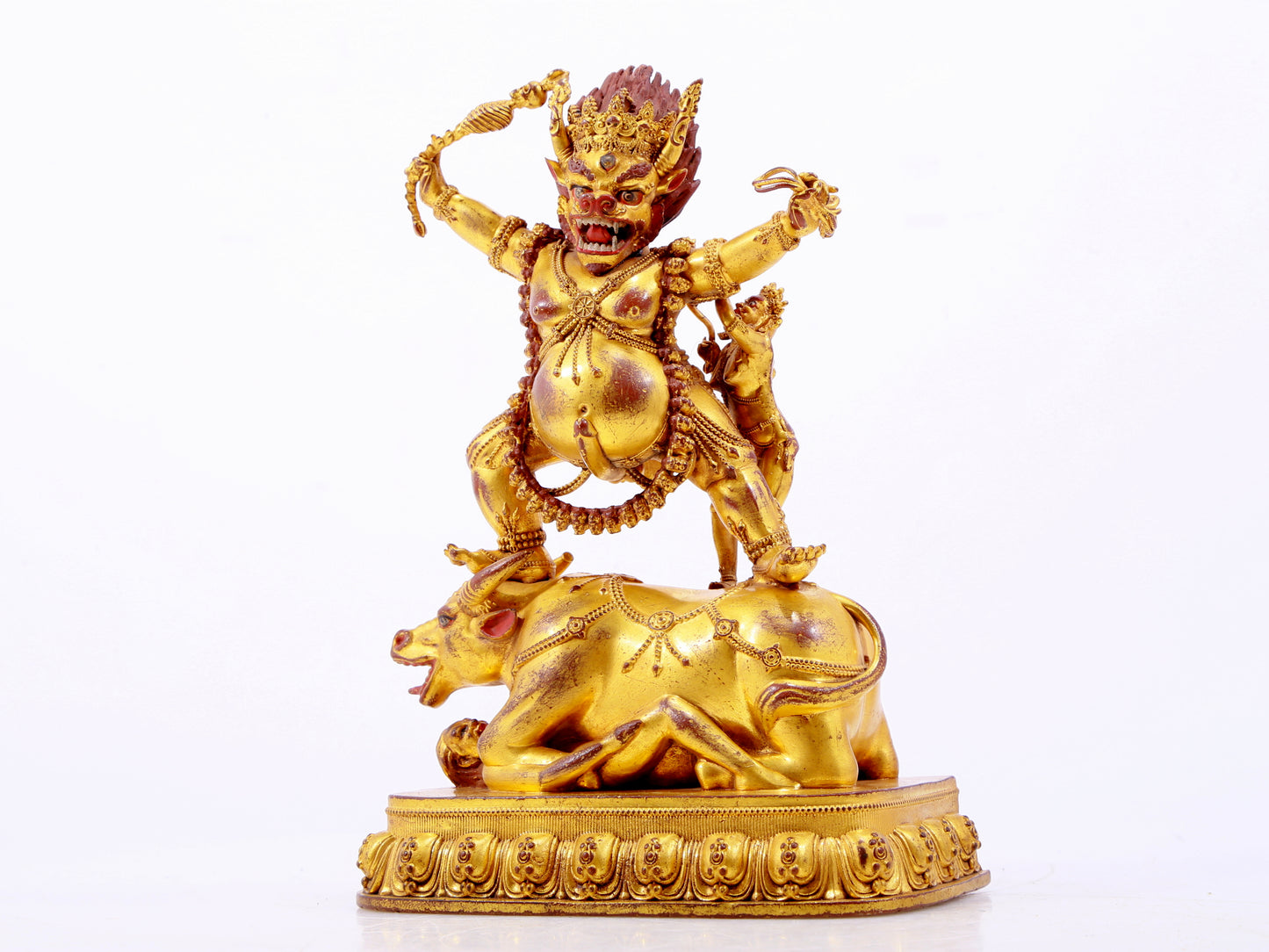 A solemn gilt bronze Vajra statue