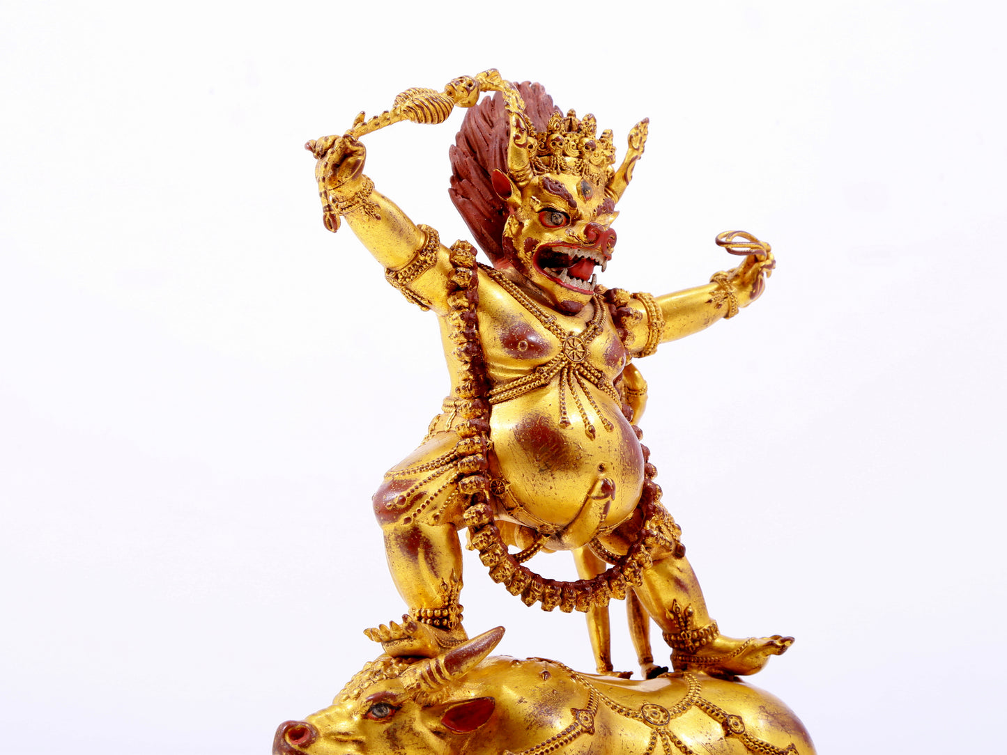 A solemn gilt bronze Vajra statue