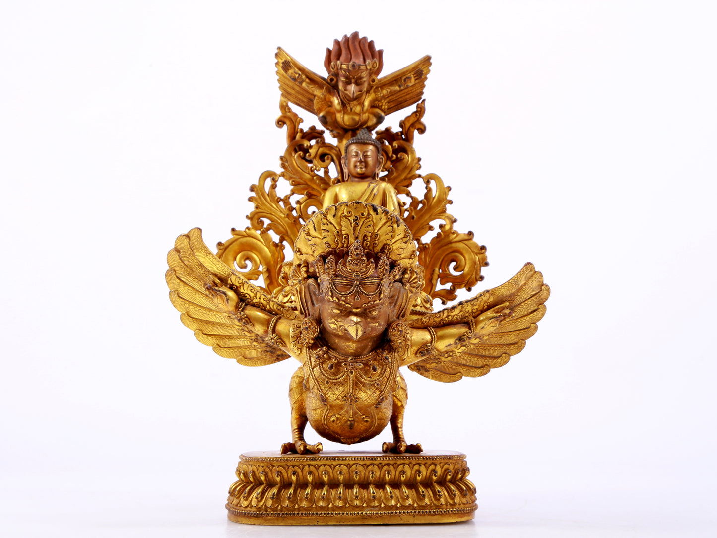 A majestic gilt bronze statue of Sakyamuni