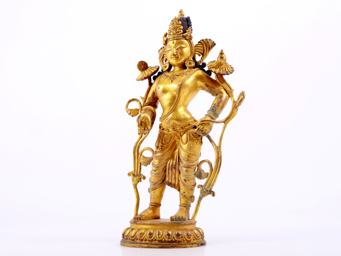 A majestic gilt bronze statue of Tara