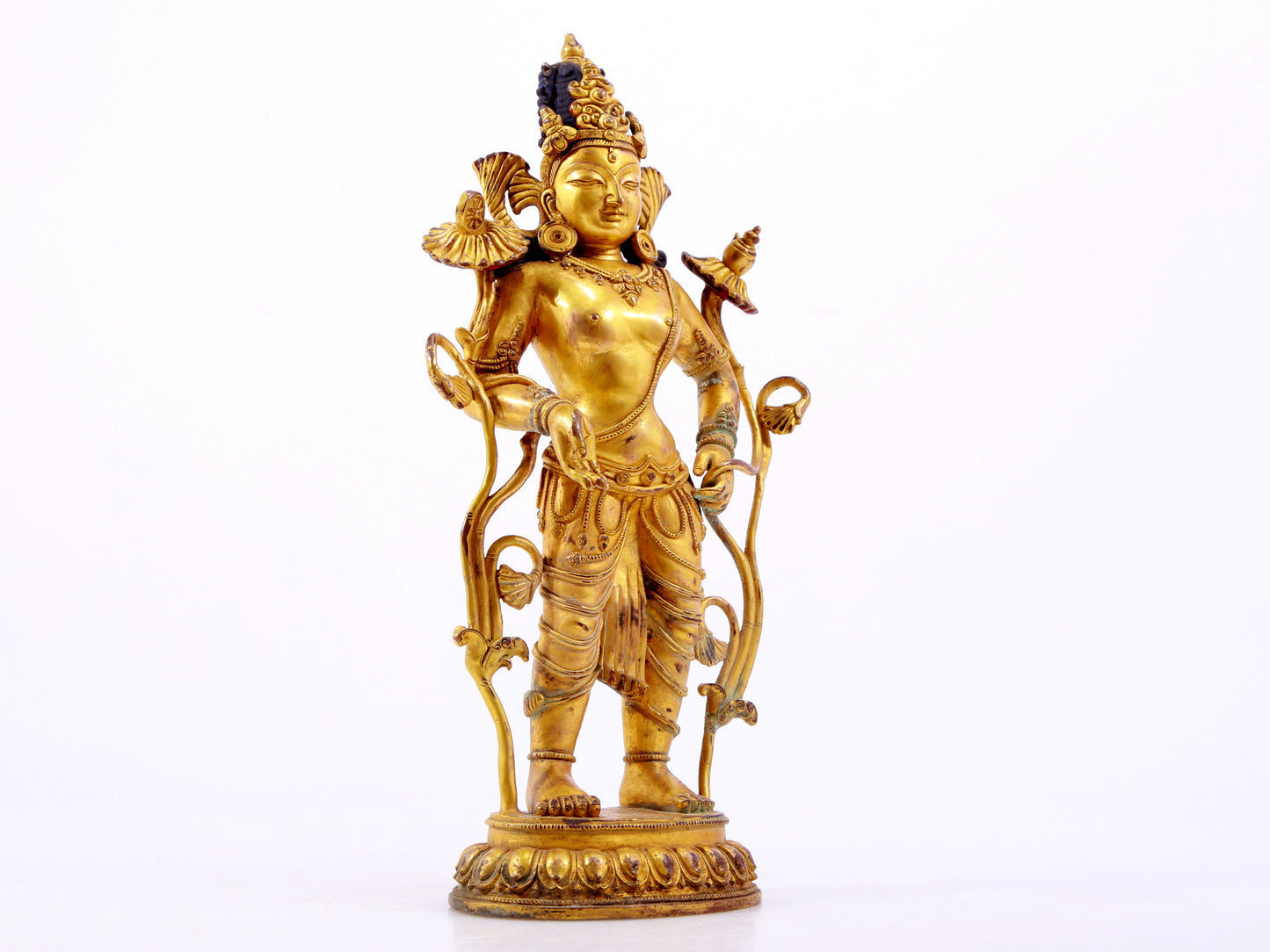 A majestic gilt bronze statue of Tara