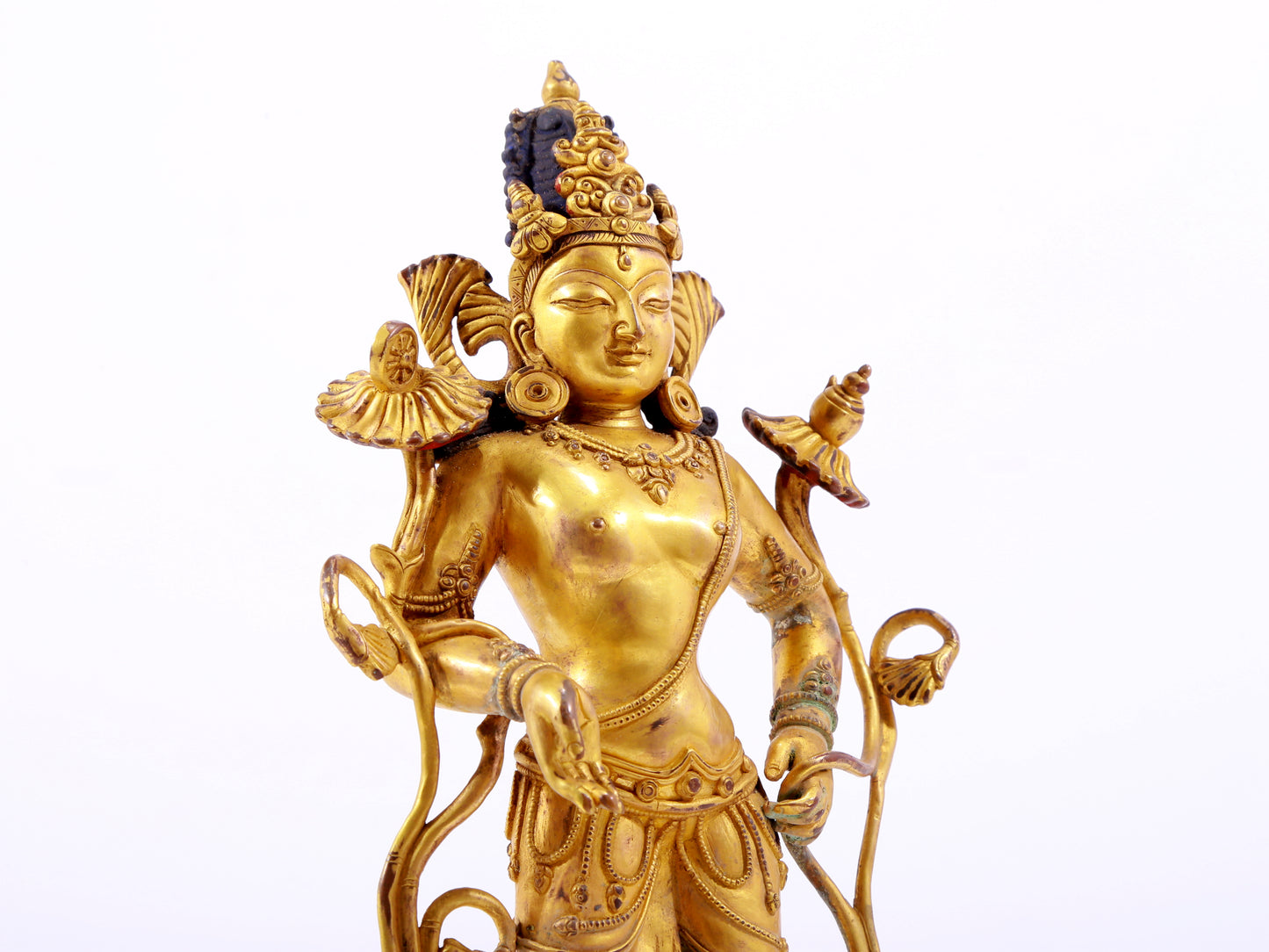 A majestic gilt bronze statue of Tara