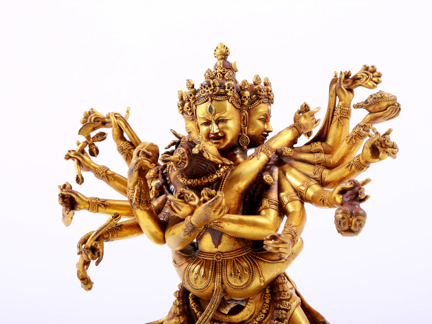 A majestic gilt bronze statue of the joyful Buddha