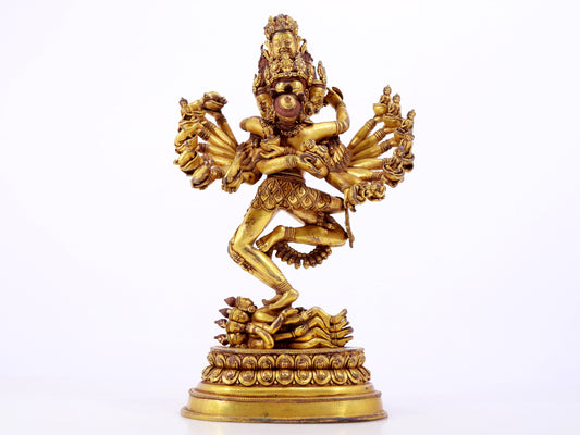 A solemn gilt bronze Vajra statue