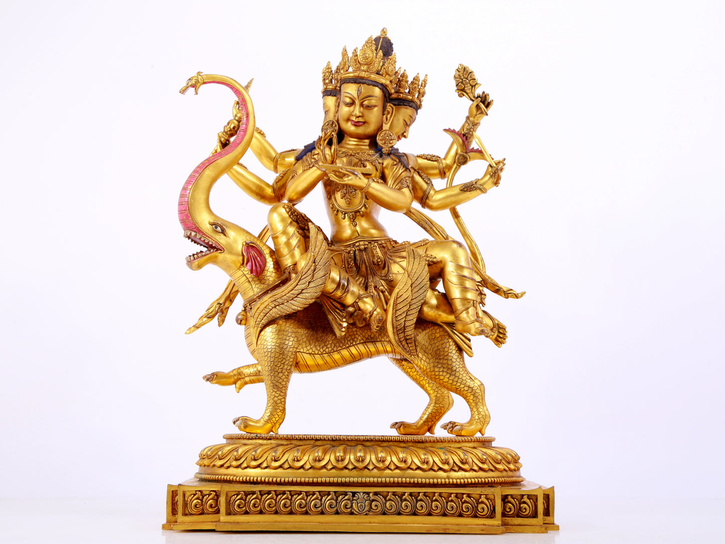 A solemn gilt bronze statue of Bodhisattva