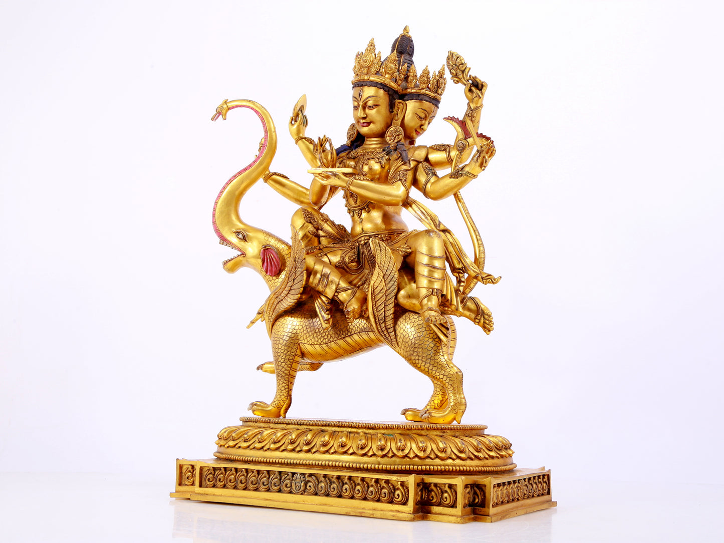 A solemn gilt bronze statue of Bodhisattva