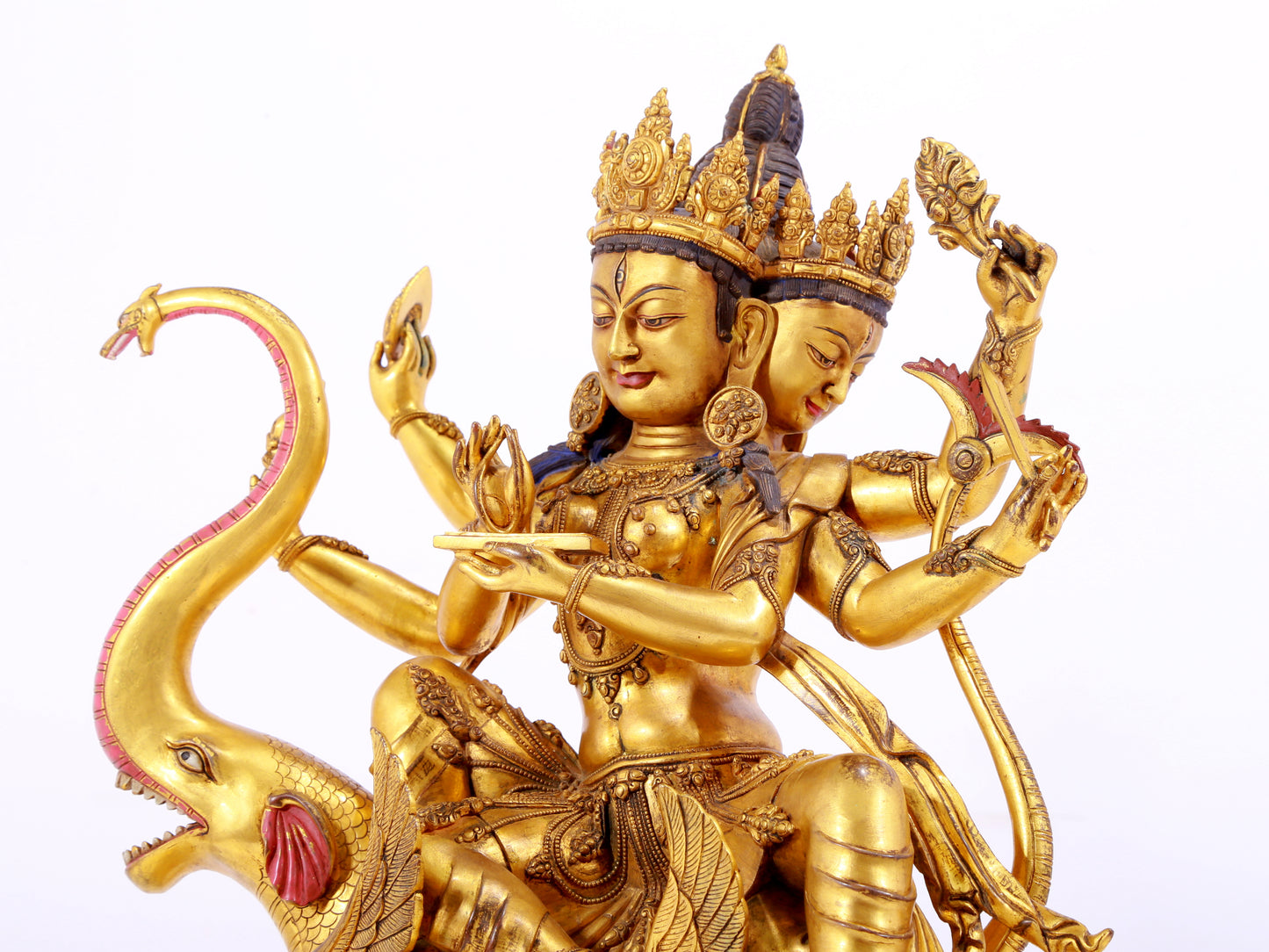 A solemn gilt bronze statue of Bodhisattva