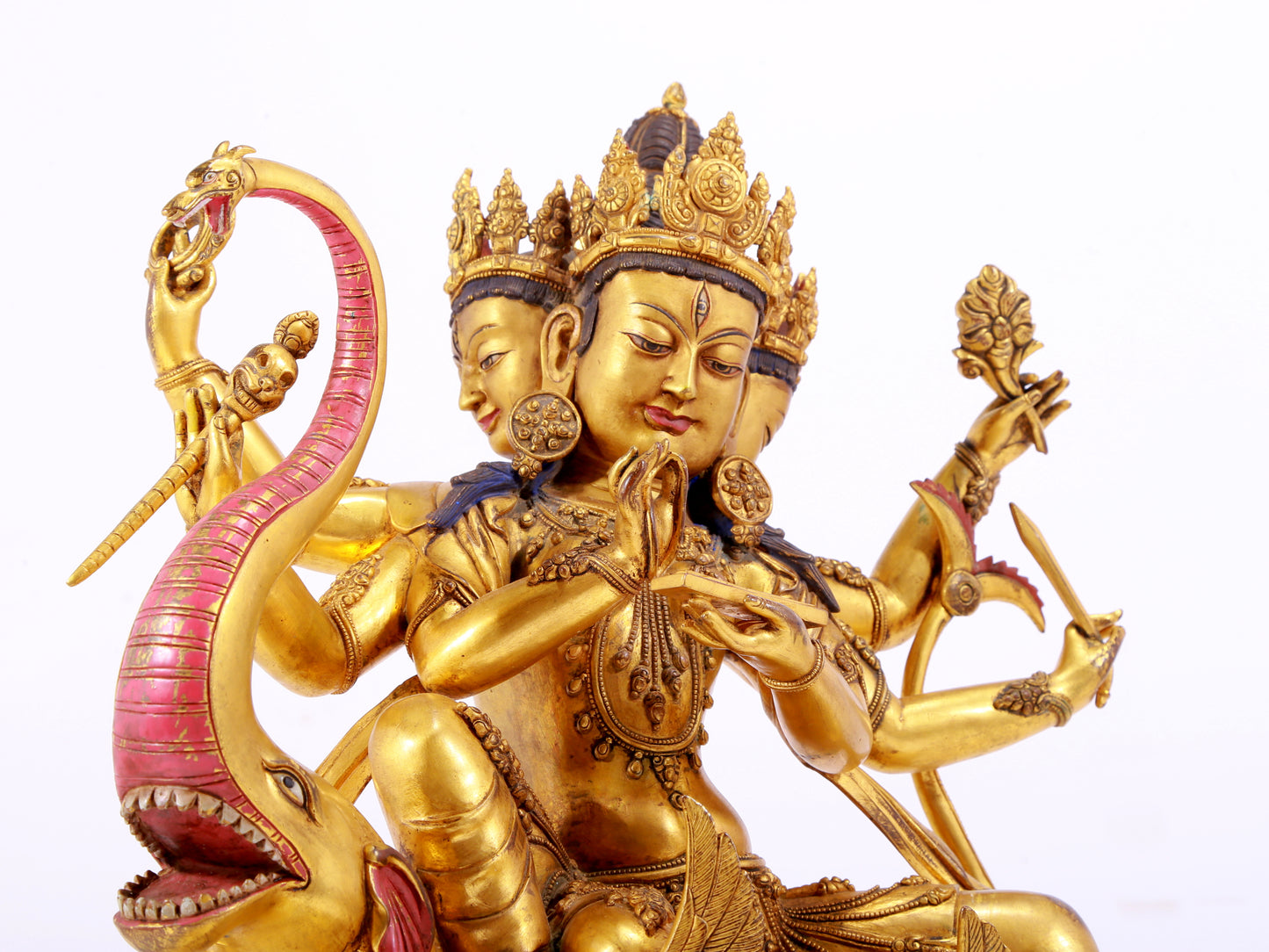 A solemn gilt bronze statue of Bodhisattva