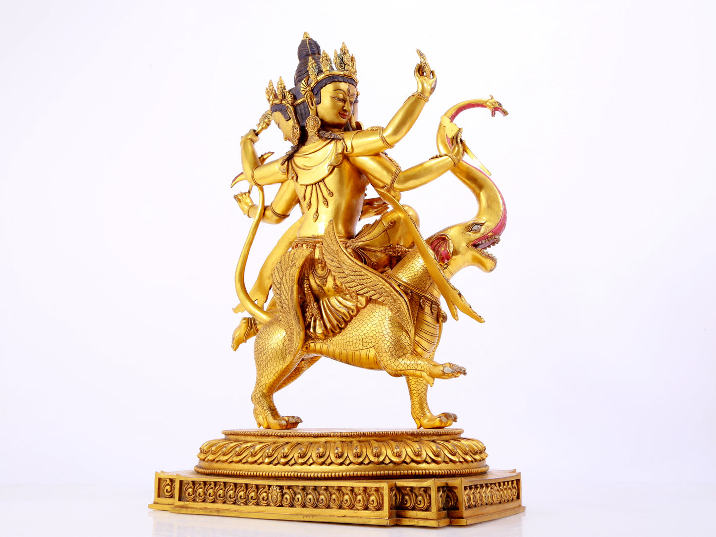 A solemn gilt bronze statue of Bodhisattva