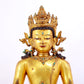 A solemn gilt bronze statue of Amitayus Buddha inlaid with hundreds of treasures