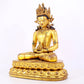 A solemn gilt bronze statue of Amitayus Buddha inlaid with hundreds of treasures