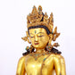 A solemn gilt bronze statue of Amitayus Buddha inlaid with hundreds of treasures