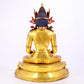 A solemn gilt bronze statue of Amitayus Buddha inlaid with hundreds of treasures