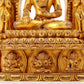 A solemn gilt bronze statue of Bodhisattva inlaid with hundreds of treasures