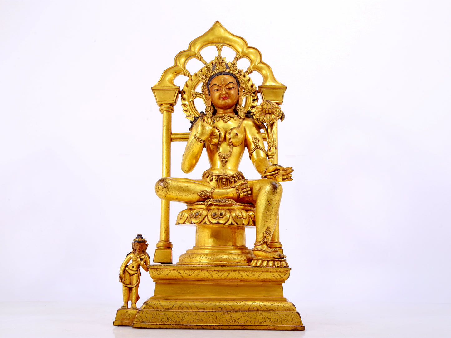 A majestic gilt bronze statue of Tara