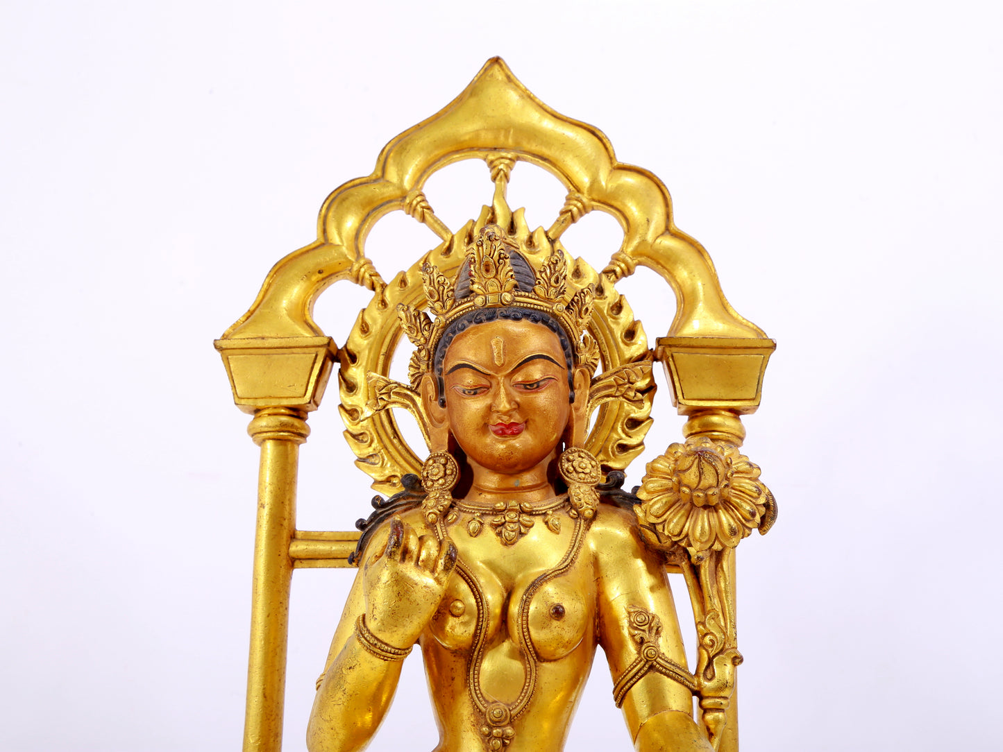 A majestic gilt bronze statue of Tara