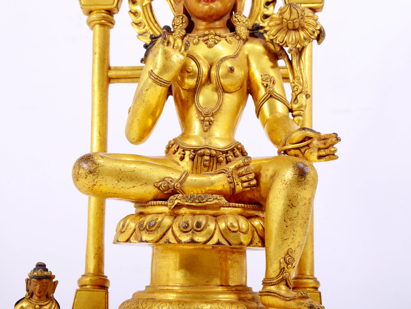 A majestic gilt bronze statue of Tara