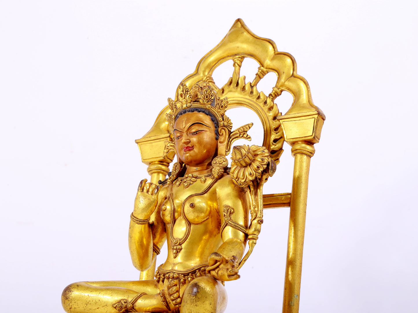 A majestic gilt bronze statue of Tara