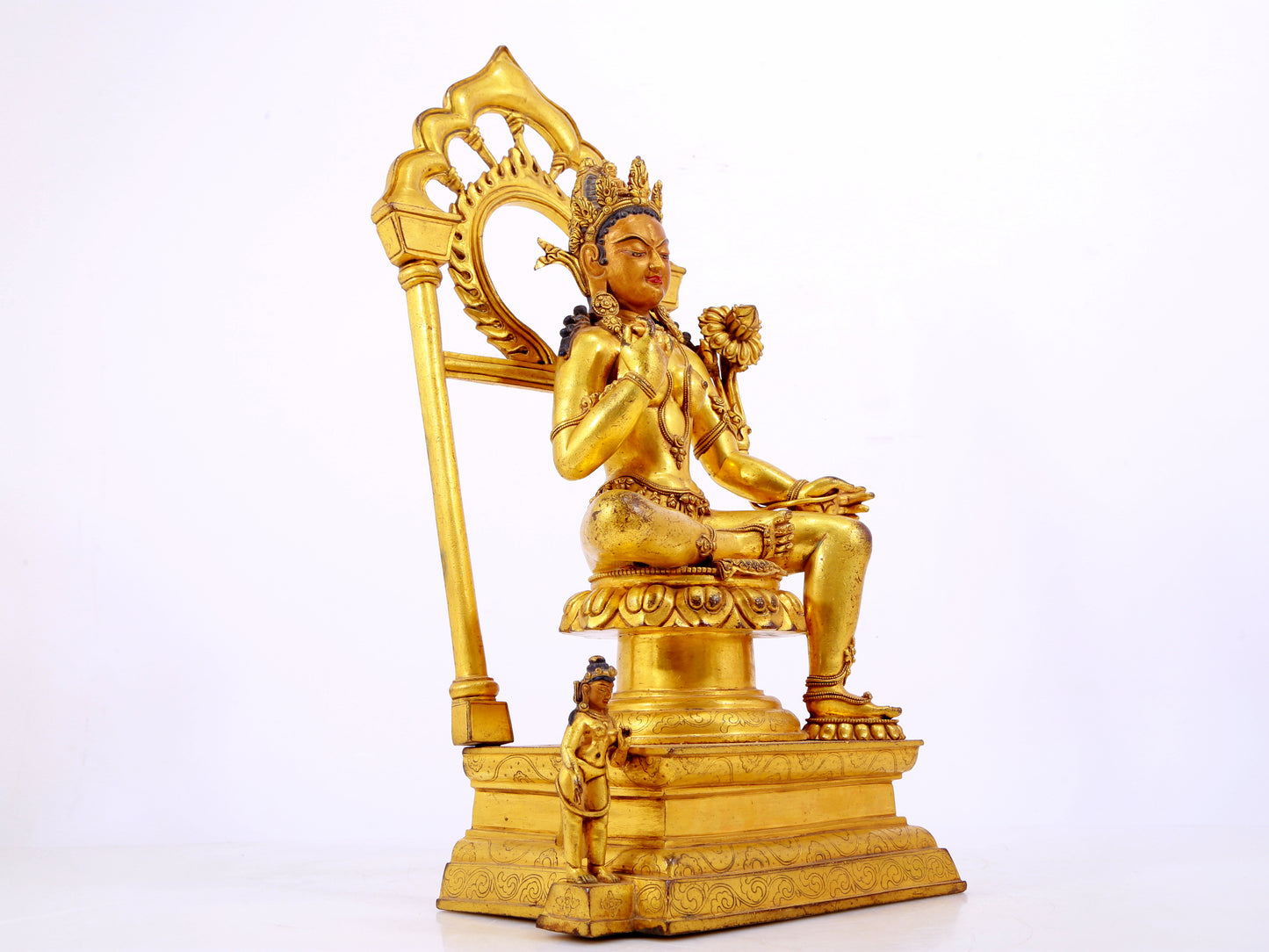 A majestic gilt bronze statue of Tara