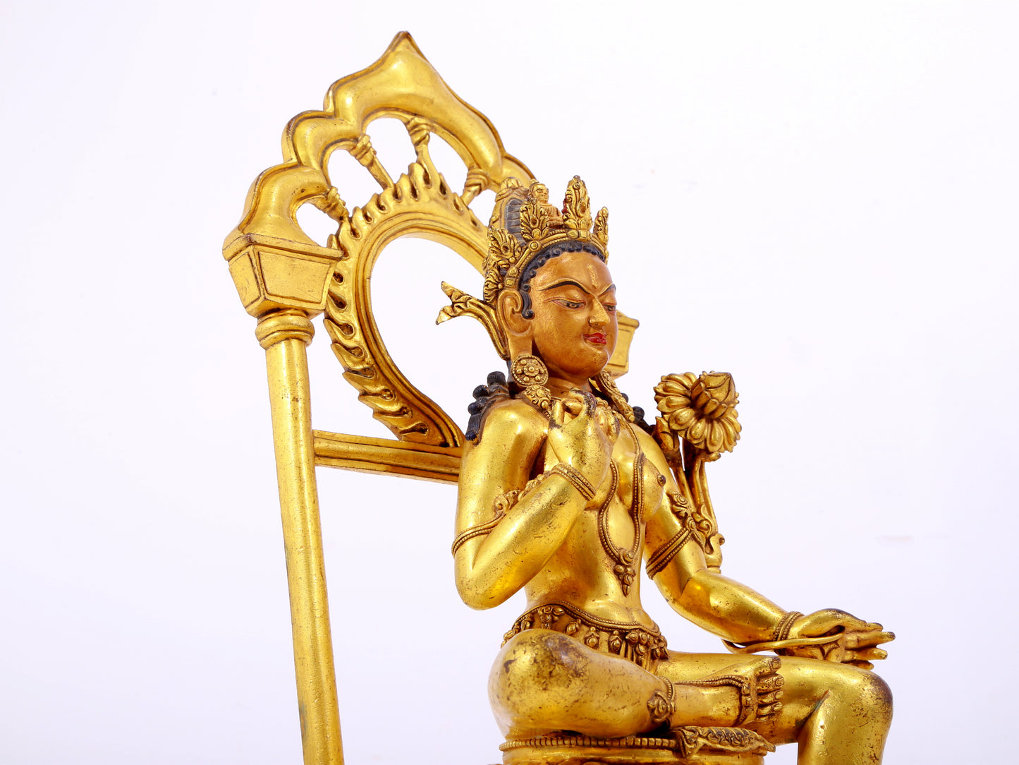 A majestic gilt bronze statue of Tara