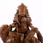 A solemn alloy copper inlaid silver statue of the God of Wealth riding a lion