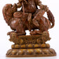 A solemn alloy copper inlaid silver statue of the God of Wealth riding a lion