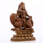 A solemn alloy copper inlaid silver statue of the God of Wealth riding a lion