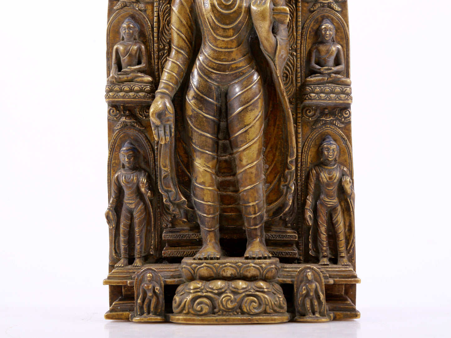 A solemn alloy copper statue of Gautama Buddha