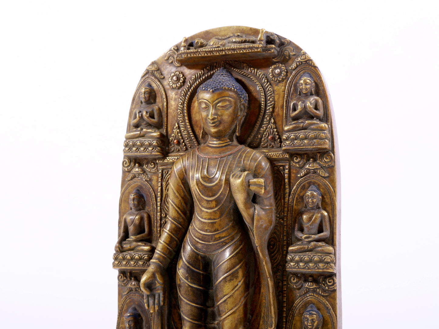 A solemn alloy copper statue of Gautama Buddha