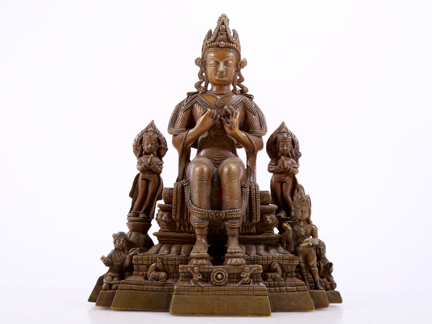 solemn alloy copper inlaid silver Buddha statue