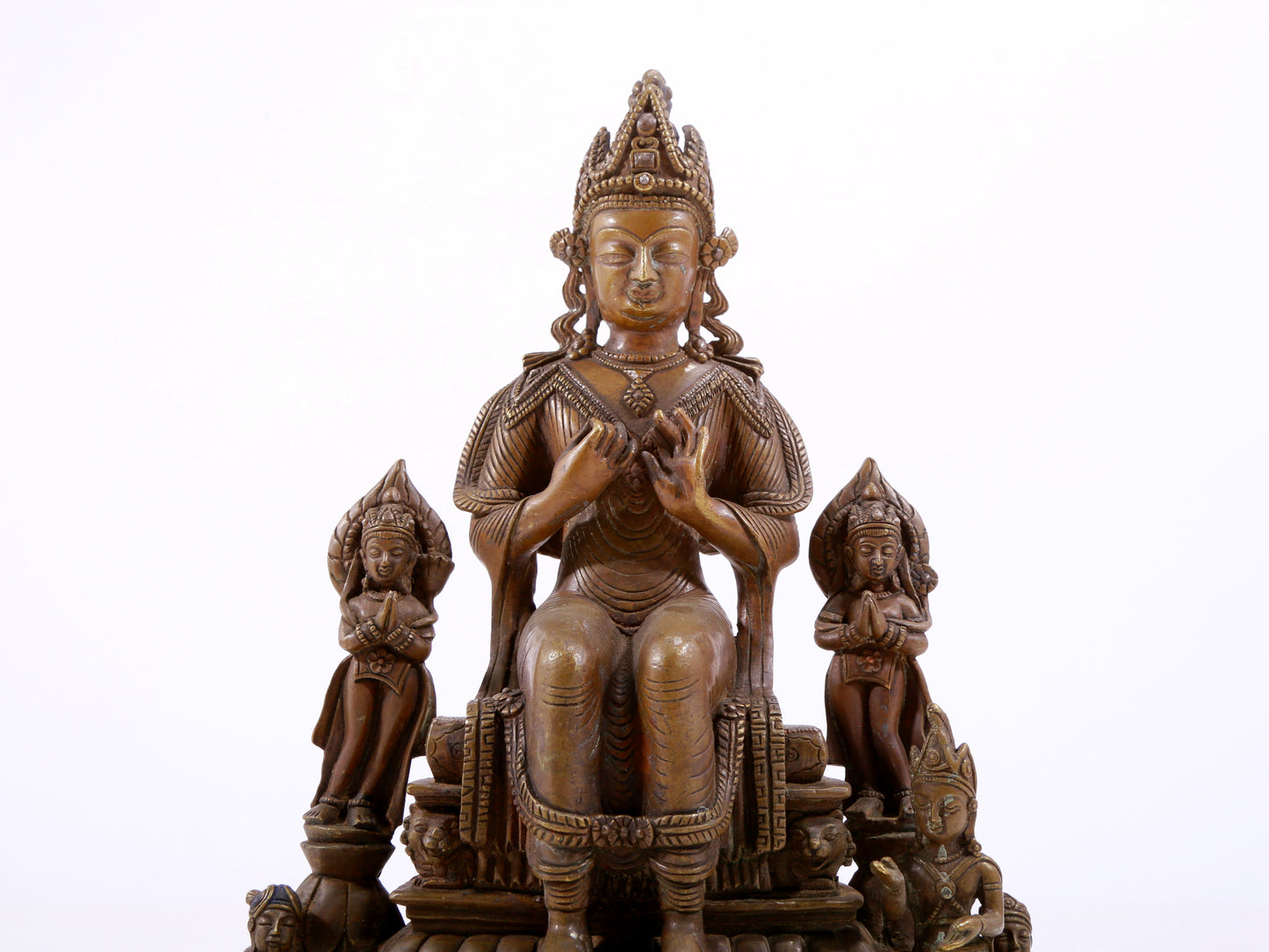 solemn alloy copper inlaid silver Buddha statue