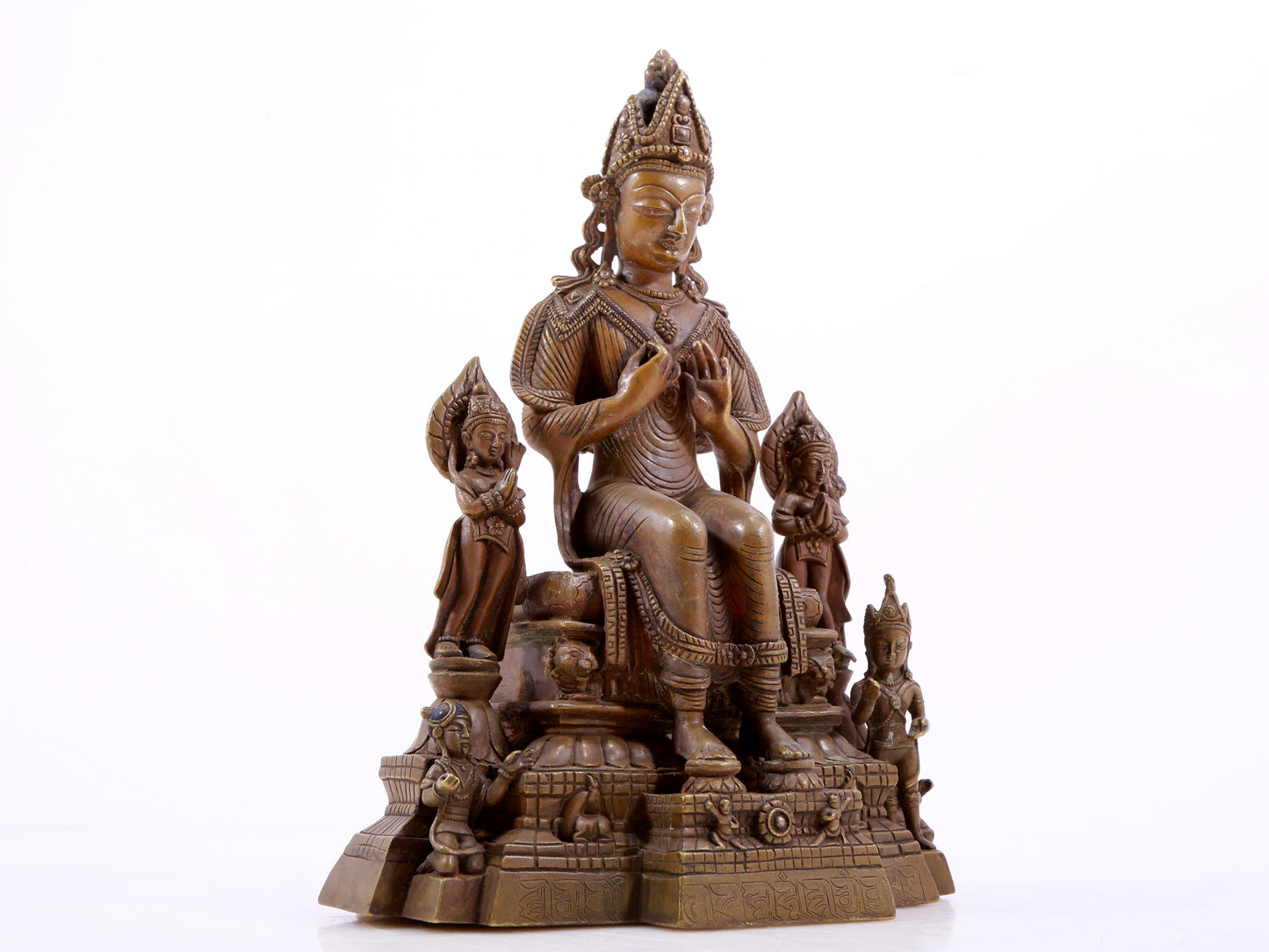 solemn alloy copper inlaid silver Buddha statue