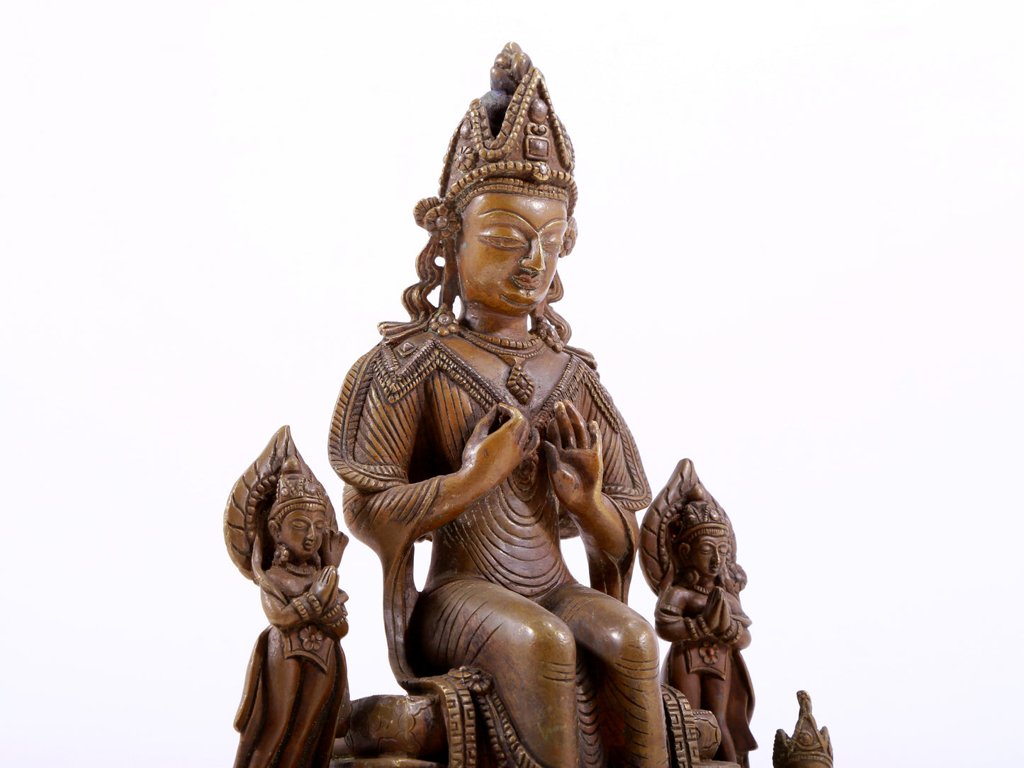 solemn alloy copper inlaid silver Buddha statue