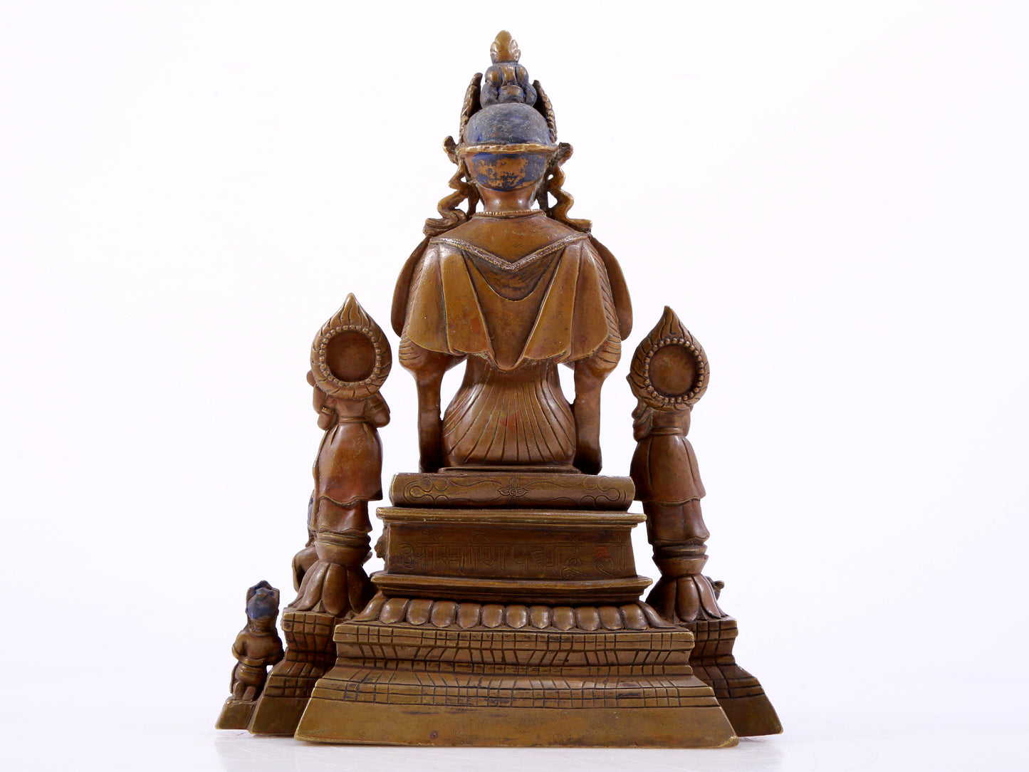 solemn alloy copper inlaid silver Buddha statue