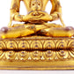 A solemn gilt bronze statue of Amitayus Buddha inlaid with hundreds of treasures