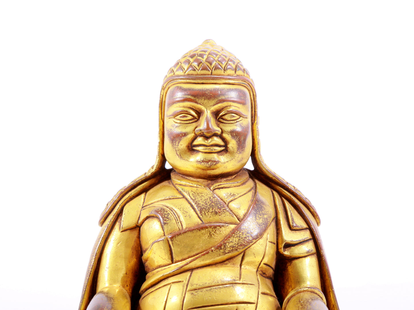 A majestic gilt bronze statue of Tsongkhapa