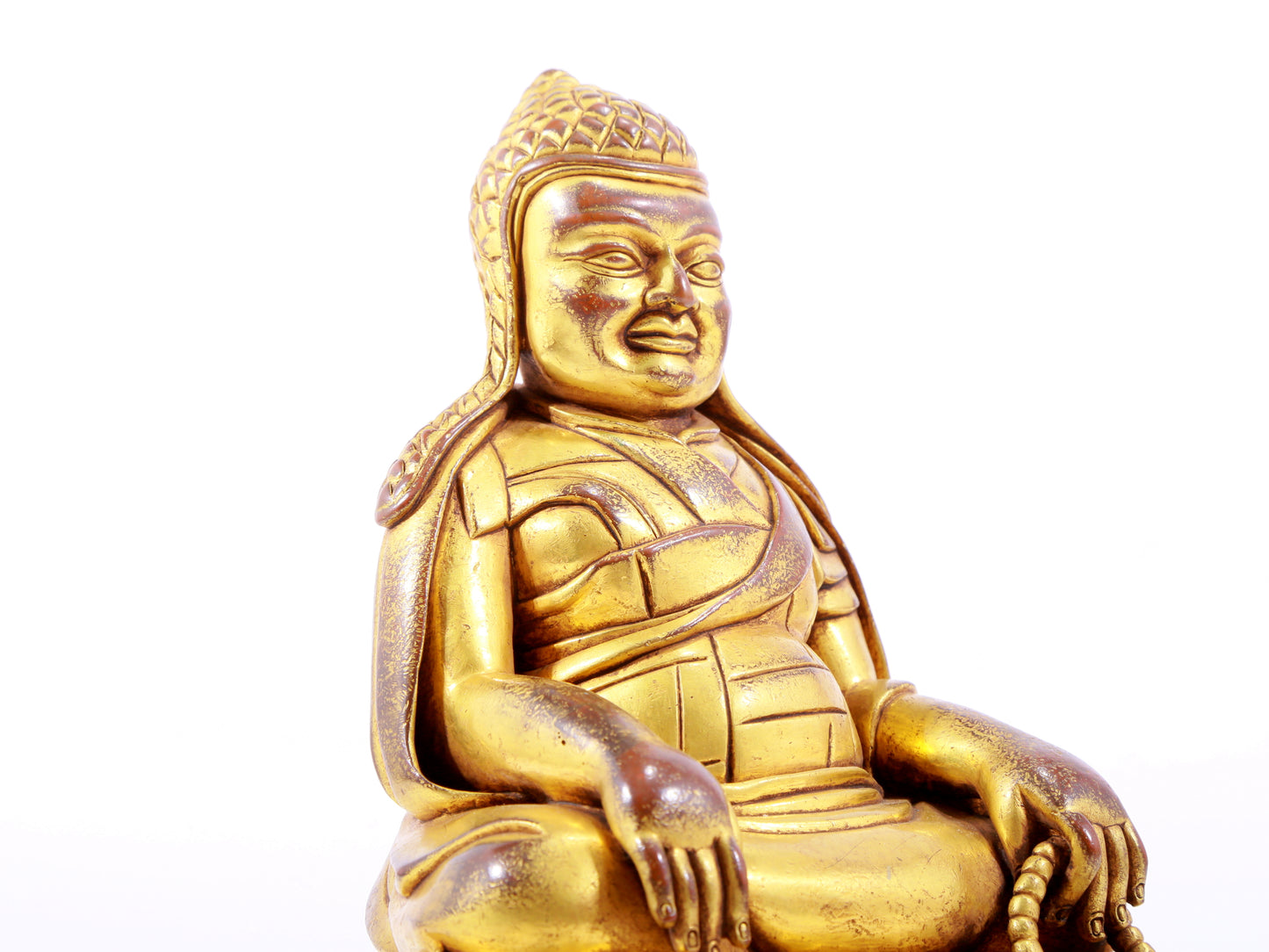 A majestic gilt bronze statue of Tsongkhapa