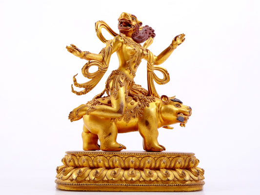 A majestic gilt bronze statue of the auspicious beast