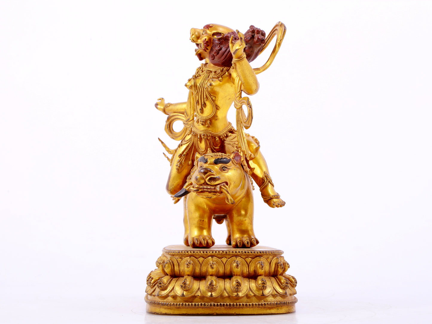 A majestic gilt bronze statue of the auspicious beast