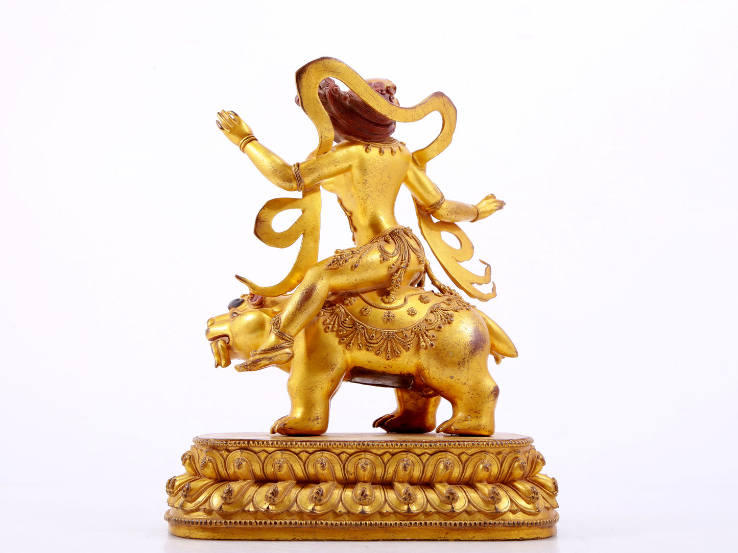 A majestic gilt bronze statue of the auspicious beast