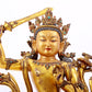 A solemn gilt bronze statue of Manjushri Bodhisattva inlaid with hundreds of treasures