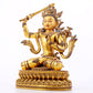 A solemn gilt bronze statue of Manjushri Bodhisattva inlaid with hundreds of treasures