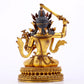 A solemn gilt bronze statue of Manjushri Bodhisattva inlaid with hundreds of treasures