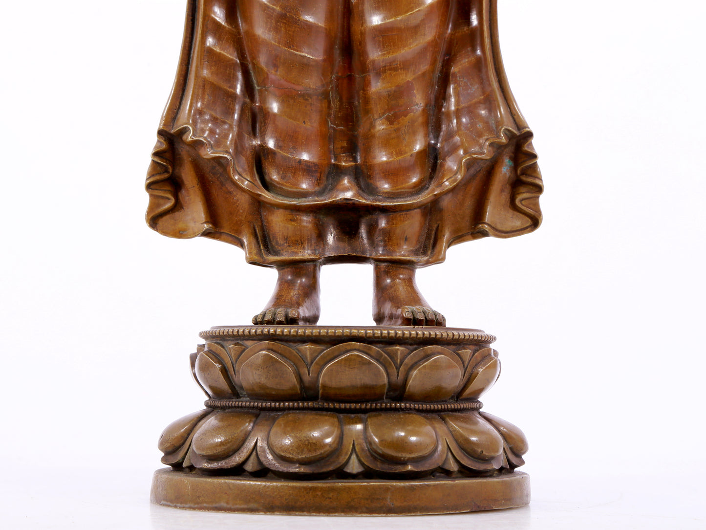 A solemn alloy copper statue of Gautama Buddha