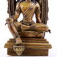 A solemn alloy copper inlaid silver-green Tara statue